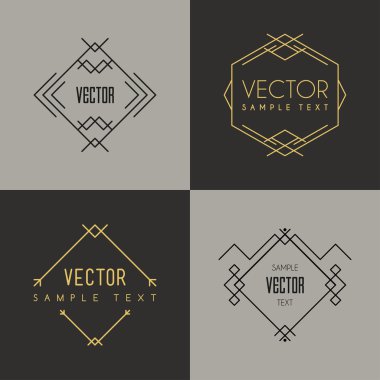 En az geometrik Vintage etiket kümesi. Vektör çizim