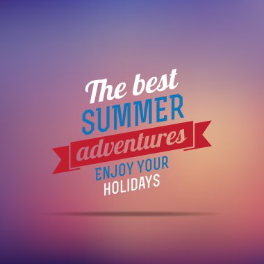 Retro yaz vintage etiket renkli arka plan üzerinde. tropik cennet, beach tatil, macera ve seyahat