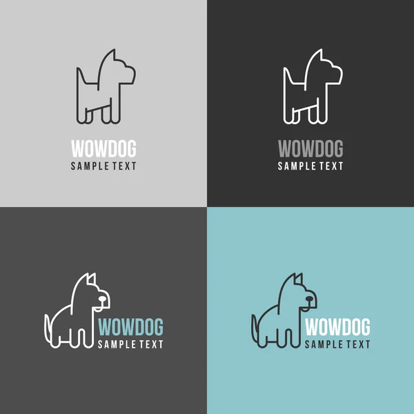 Логотип шаблона тонкой линии. Логотип собаки с вариациями цвета — стоковый вектор