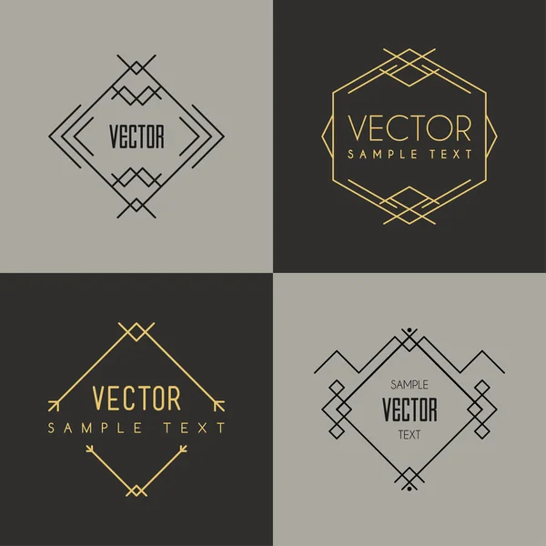 Set of Minimal Geometric Vintage Labels. Vector Illustration — Stock Vector