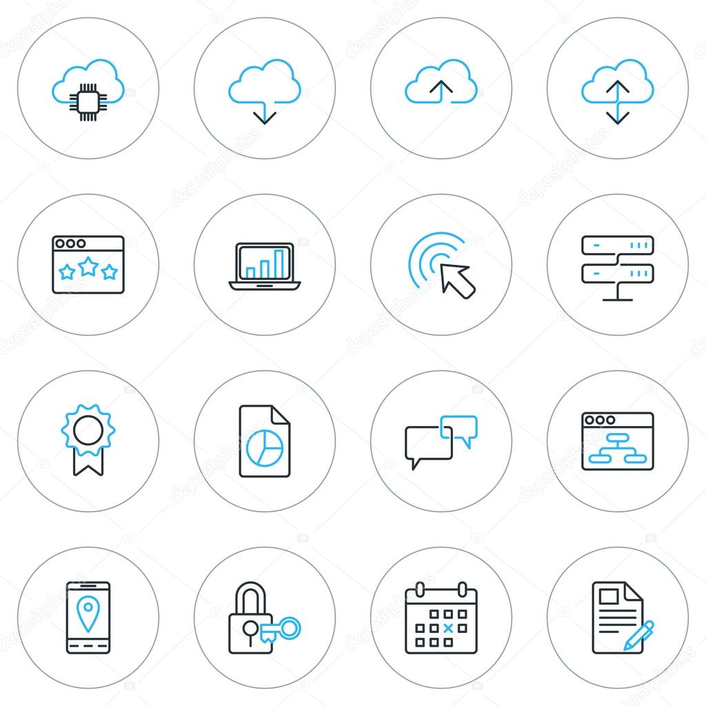 Set of Thin Line SEO and Development Icons. Vector Illustration