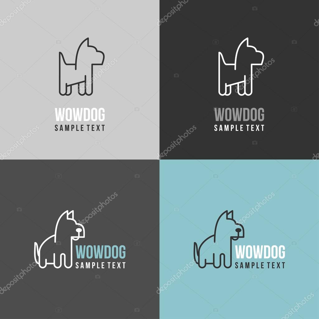 Thin Line Design Template Logotype. Dog Logo with Color Variations