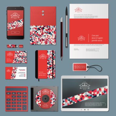 İnce çizgi logo ve üçgen arka plan ile kurumsal kimlik iş ayarla