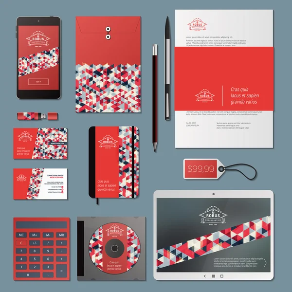 İnce çizgi logo ve üçgen arka plan ile kurumsal kimlik iş ayarla