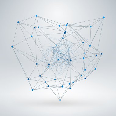 Tel kafes çokgen öğe. İnce çizgiler ile soyut 3d nesne