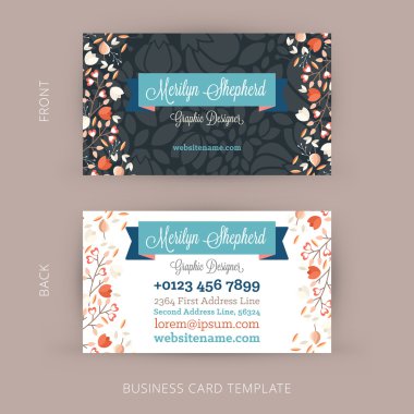 Vektör modern temiz ve yaratıcı kartvizit şablonu. Çiçek Tasarım