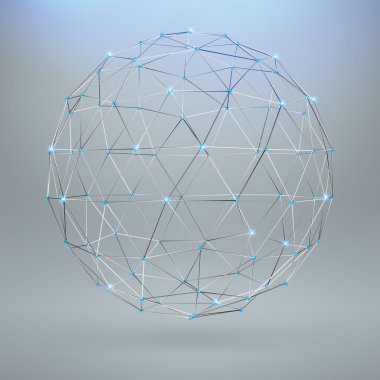 Wireframe polygonal element. 3D sphere with Diamonds clipart