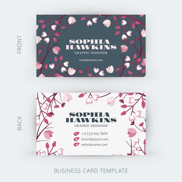 Vector moderno modelo de cartão de visita criativo e limpo. Desenho floral — Vetor de Stock