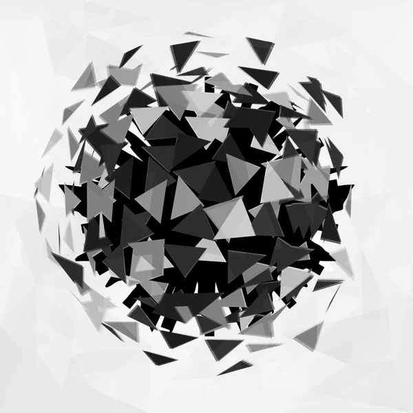 Résumé Élément polygonal. Explosion de la sphère 3D avec des triangles — Image vectorielle