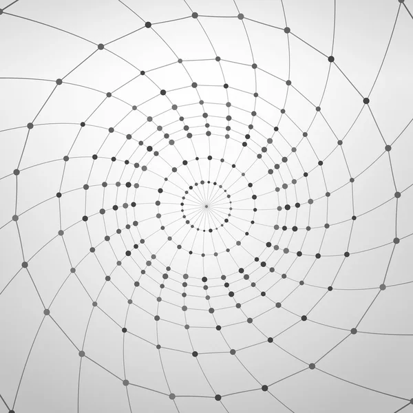 Drahtgestell polygonales Element. abstrakter Hintergrund mit verbundenen Linien und Punkten — Stockvektor
