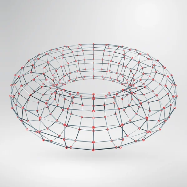 Wireframe polygonal element. 3D Torus with Diamonds — Stock Illustration Wireframe polygonal element. 3D Torus with Diamonds Stock Illustration