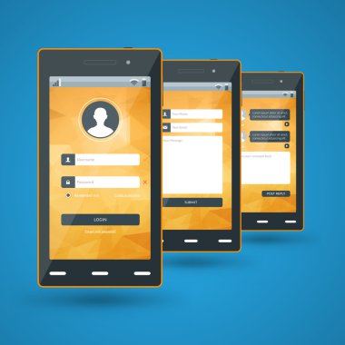 Modern smartphone. Mobil uygulamalar için düz tasarım şablonu