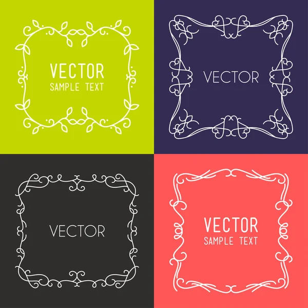 Vector blommig ram. mono-line design stilmall — Stock vektor