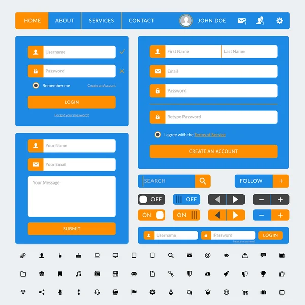 Set van de elementen van de gebruikersinterface van het platte ontwerp voor website en mobiele toepassingen — Stockvector