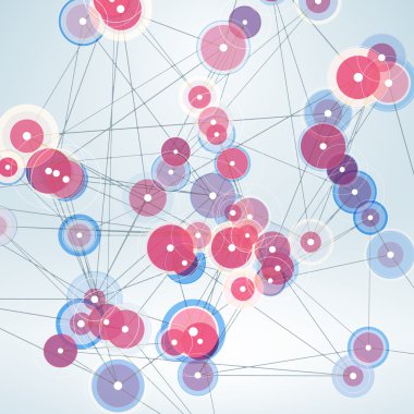 Arka plan ile bağlantılı çizgilerin ve daireler. Vektör çizim
