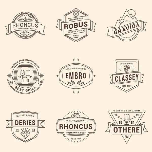 Set of Thin Line Hipster Labels, Logotypes, Insignias for Your Business. Design Template — Stock Vector