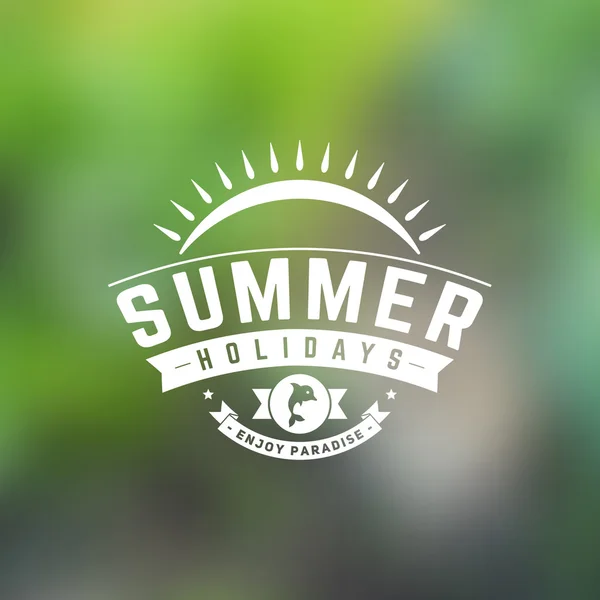 Retro sommar vintage etikett på färgstarka bakgrund. tropiskt paradis, strandsemester, äventyr och resor — Stock vektor