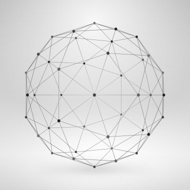 Wireframe Polygonal Element. 3D Sphere with Lines and Dots clipart