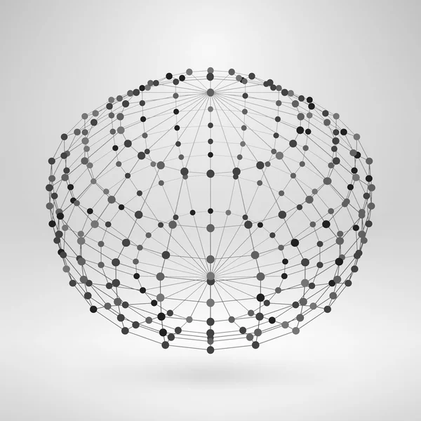 Élément polygonal Wireframe. Objet 3D abstrait avec lignes minces — Image vectorielle