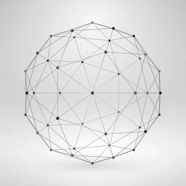Многоугольный элемент Wireframe. 3D сфера с линиями и точками Лицензионные Стоковые Иллюстрации