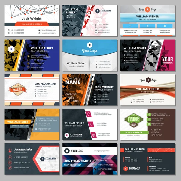 Set Modern Creative Business Card Templates - Stok Vektor