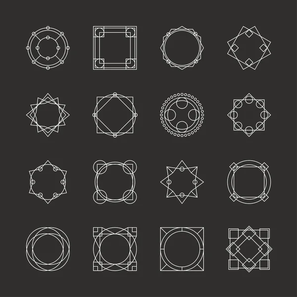 Set of Minimal Geometric Vintage Frames. Vector Illustration — Stock Vector