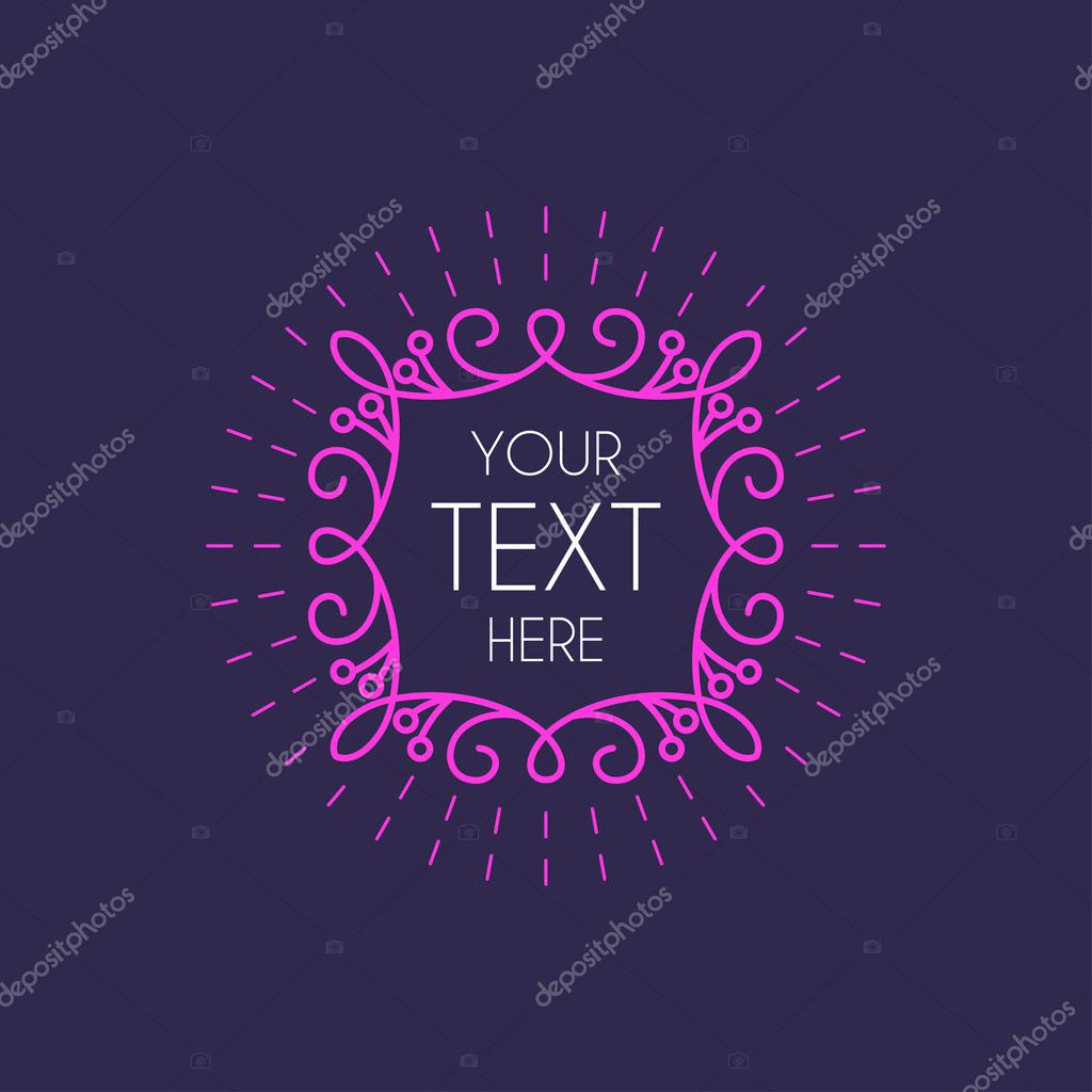 Vector Line Art Floral Decoration Frame. Design Template Stock Vector