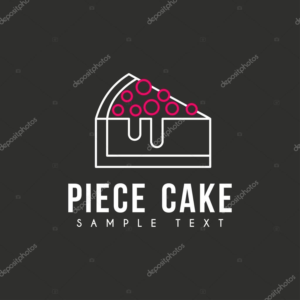 Line Art Logo Template with Peace of Cake. Thin Line Graphic Design