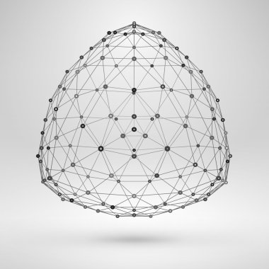 Tel kafes çokgen öğe. ince çizgiler ile soyut geometrik 3d nesne