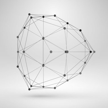 Tel kafes çokgen öğe. ince çizgiler ile soyut geometrik 3d nesne