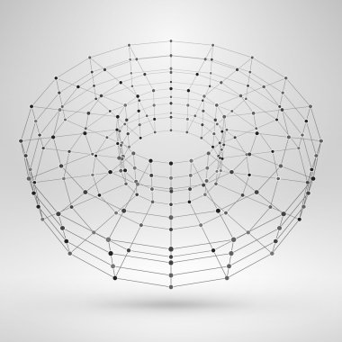 3D torus çizgiler ve noktalar ile. Vektör tel kafes çokgen öğe
