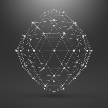 Tel kafes çokgen öğe. ince çizgiler ile soyut geometrik 3d nesne