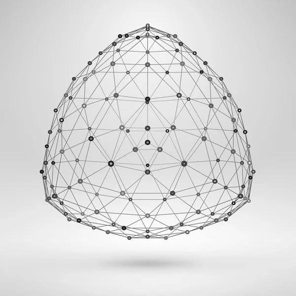 Elemento poligonal Wireframe. Objeto geométrico 3D abstracto con líneas delgadas — Vector de stock