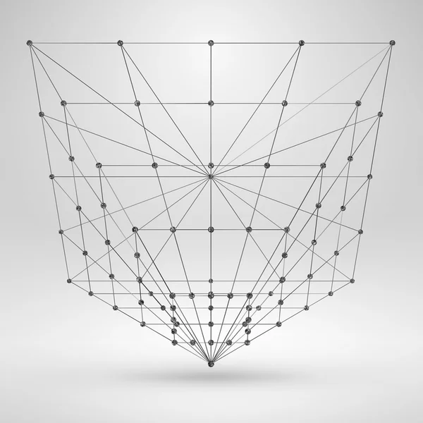 Πολυγωνικό στοιχείο περίγραμμα επιφάνειας. αφηρημένη γεωμετρικού αντικειμένου 3d με λεπτές γραμμές — Διανυσματικό Αρχείο
