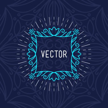 Soyut vektör hat sanat çiçek dekorasyon çerçeve. Tasarım şablonu