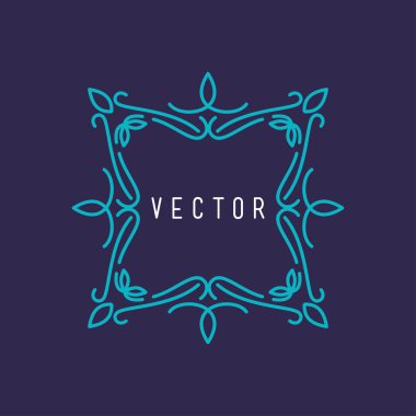 Soyut vektör hat sanat çiçek dekorasyon çerçeve. Tasarım şablonu