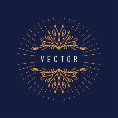 Soyut vektör hat sanat çiçek dekorasyon çerçeve. Tasarım şablonu