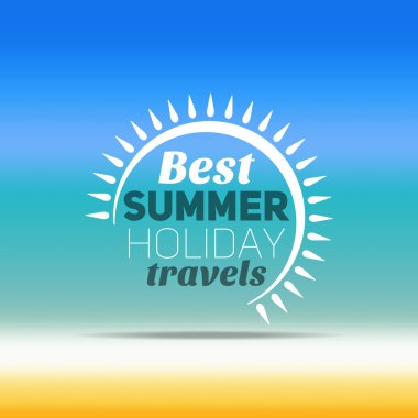 Retro yaz vintage etiket renkli arka plan üzerinde. tropik cennet, beach tatil, macera ve seyahat