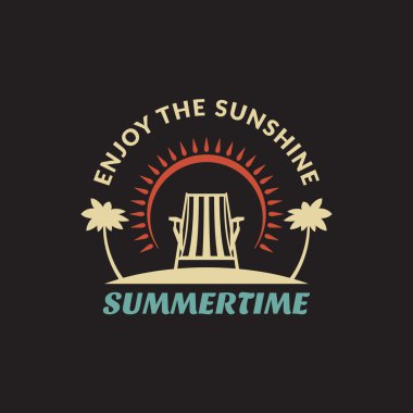 Retro yaz vintage etiket koyu arka plan üzerinde. tropik cennet, beach tatil, macera ve seyahat