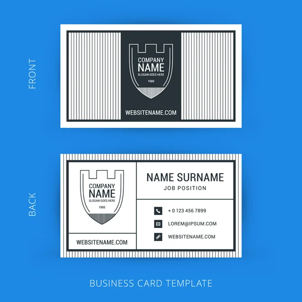 Vector Creative Business Card Template with Line Art Hipster Logo — Stock Vector