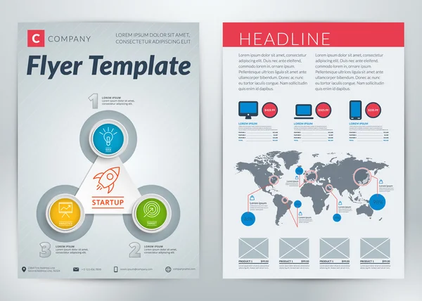 Flyer d'affaires abstrait vectoriel ou modèle d'affiche avec infographie — Image vectorielle