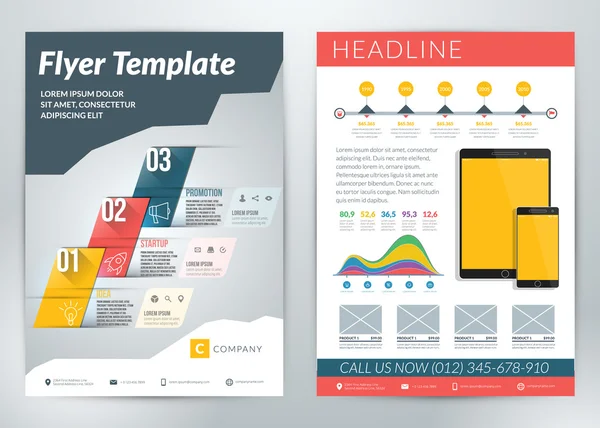 Folleto de negocios abstracto vectorial o plantilla de póster con infografías — Archivo Imágenes Vectoriales