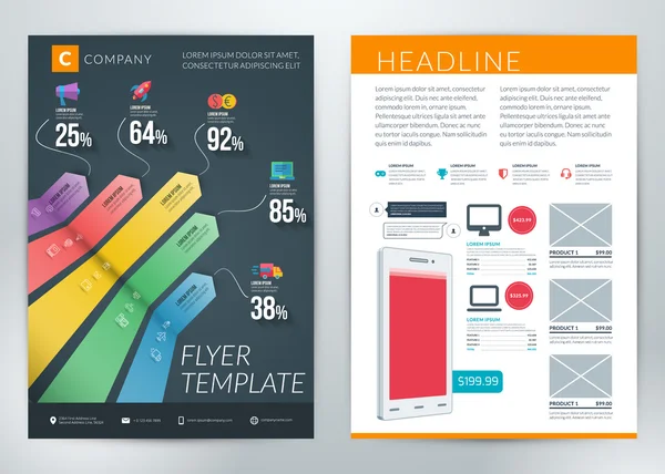 Vector abstrakt företag flygblad eller affisch mall med infographics — Stock vektor