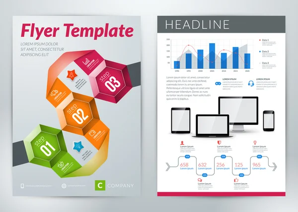 Vector abstracte business flyer of poster sjabloon met infographics — Stockvector