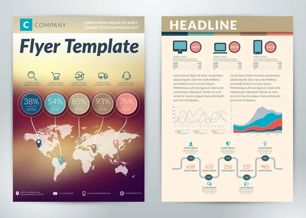 Folheto de negócios abstrato do vetor ou modelo de cartaz com infográficos — Vetor de Stock