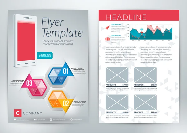 Folleto de negocios abstracto vectorial o plantilla de póster con infografías — Vector de stock