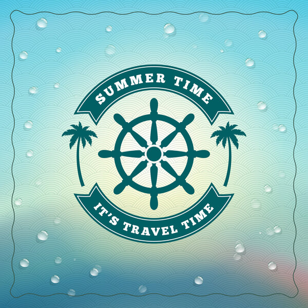 Retro Summer Holidays Hipster Label. Vector Design Elements on Coloful Summer Background