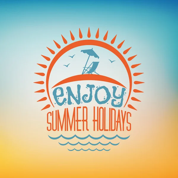 Retro zomer vakantie hipster etiket. vector designelementen op coloful zomer achtergrond — Stockvector