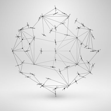 Tel kafes çokgen öğe. ince çizgiler ile soyut geometrik 3d nesne