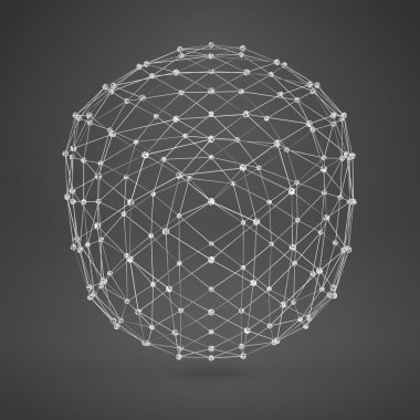 Tel kafes çokgen öğe. ince çizgiler ile soyut geometrik 3d nesne
